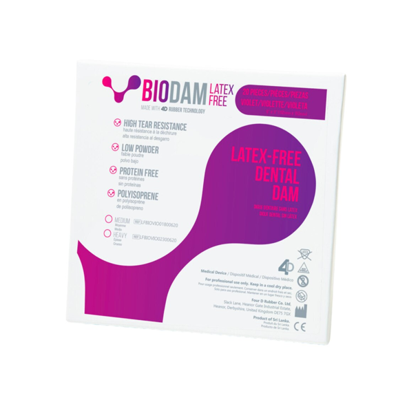 Biodam 6”x 6“ Polyisoprene non-latex dental dam Package of 20