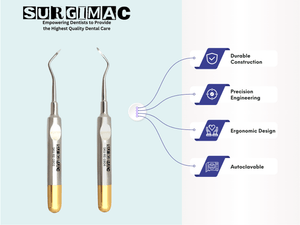 SurgiMac #79 & #80 Heidbrink Root Tip Picks, Set of Left and Right Extraction Elevators, Gold, Surgical Instruments, Stainless Steel, Pro Series, 2/Pk | SurgiMac Dental Supply