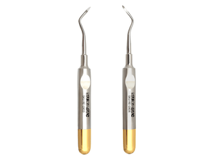 SurgiMac #79 & #80 Heidbrink Root Tip Picks, Set of Left and Right Extraction Elevators, Gold, Surgical Instruments, Stainless Steel, Pro Series, 2/Pk | SurgiMac Dental Supply