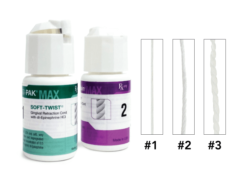 Z-Twist Weave Retraction Cords - #2 (Medium) with Epinephrine, 100% Cotton, 108