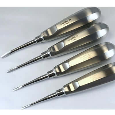 SurgiMac Root Elevators, Serrated Tips, Set of 4, Stainless Steel, Pro Series, 1/Pk | SurgiMac Dental Supply