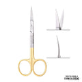 SurgiMac 4.5" Curved Tungsten Carbide Iris Scissors with Gold Handles, Stainless Steel, 1/Pk