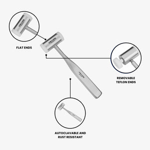 SurgiMac Surgical Mallet, Teflon Head, Shock Absorbing, 18cm, Stainless Steel, Pro Series, 1/Pk