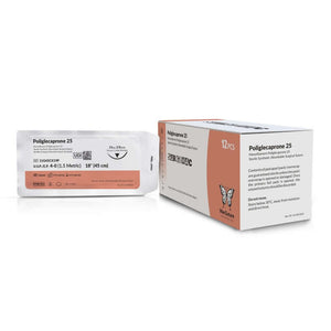 SurgiMac 4-0 30" Poliglecaprone Absorbable Suture, Violet, 19 mm 3/8 Reverse Cutting Needle, MacSuture, 12/Pk | SurgiMac Dental Supply