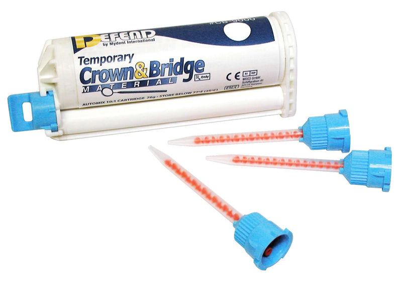 Defend Temporary Crown & Bridge Material, 76gm Cartridge & (10) T-Mixer Tips, Shade A3 CB-9005