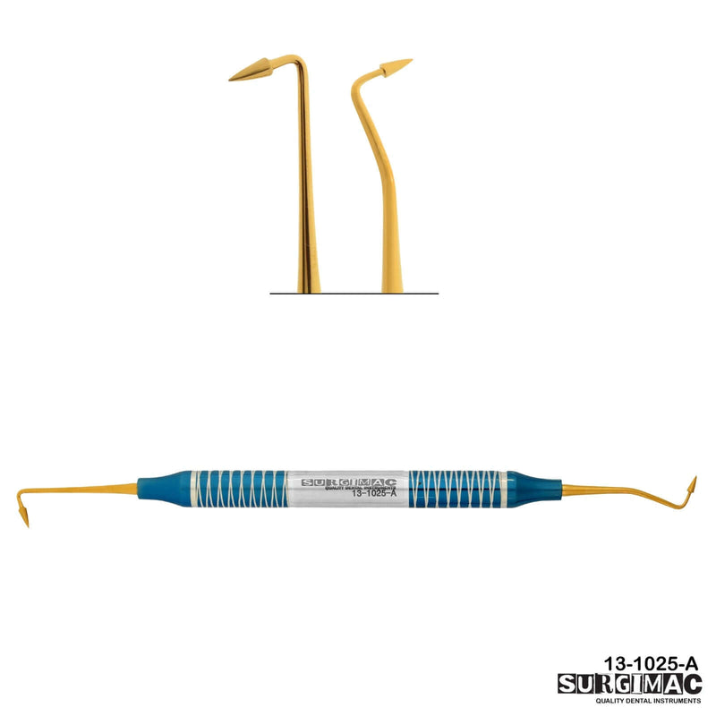 SurgiMac #5 Goldstein Flexi-Thin Composite Instrument, 2.0mm/_2.2mm, Blue Handle, Gold Tips, Restorative Instruments, Stainless Steel, Air Series, 1/Pk | SurgiMac Dental Supply
