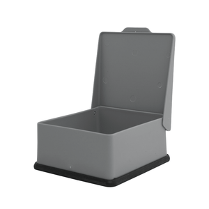 Tub box with attached lid, 3-3/4" x 3-5/8" x 1-7/8", Gray color, surface | SurgiMac Dental Supply