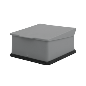 Tub box with attached lid, 3-3/4" x 3-5/8" x 1-7/8", Gray color, surface | SurgiMac Dental Supply