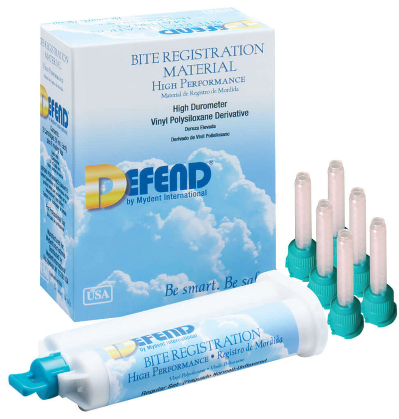 Defend Hard Bite Registration, Fast Set, Unflavored. 2x50 mL cartridges + 6 teal mixing tips BR-9010