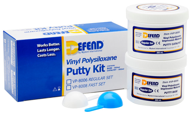 Mydent | Vinyl Polysiloxane Putty Kit-Fast Set. Includes 2x300 mL jars + 2 scoops | VP-8008