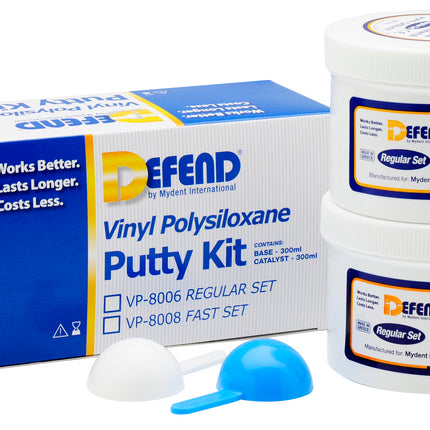 Mydent | Vinyl Polysiloxane Putty Kit-Regular Set. Includes 2x300 mL jars + 2 scoops | VP-8006