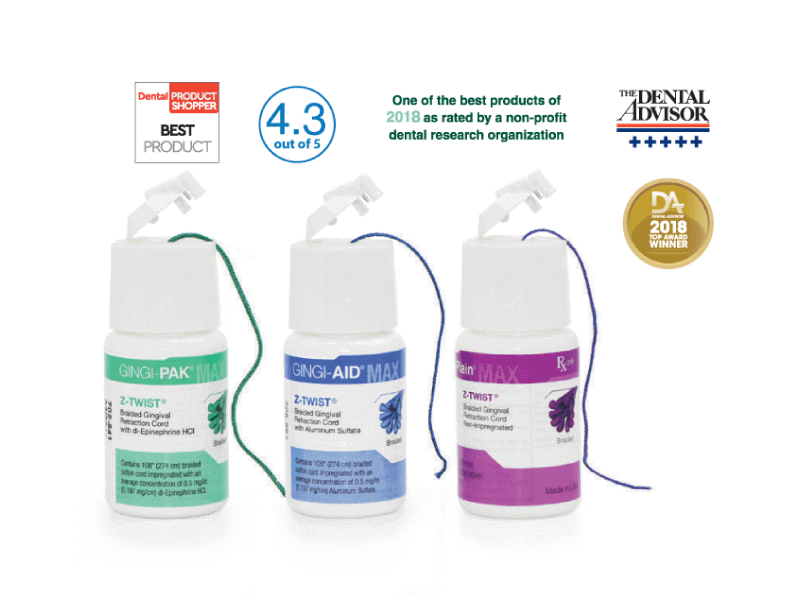 Z-Twist Weave Retraction Cords - #00 (Very Thin) with Epinephrine, 100% Cotton, 108