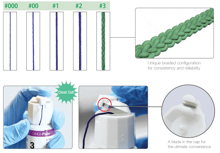 Z-Twist Weave Retraction Cords - #2 Medium with Epinephrine, 100% Cotton, 108