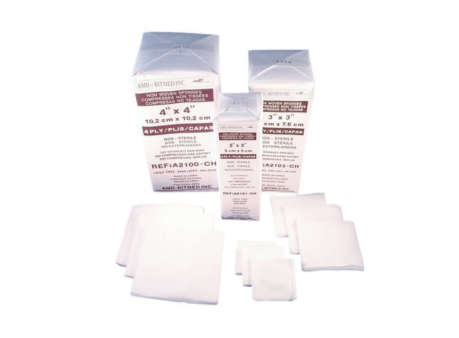 General Usage 2" x 2", 4 Ply, Non-Sterile, Sleeve, 200Pk 25Pk/Cs A2101-CH