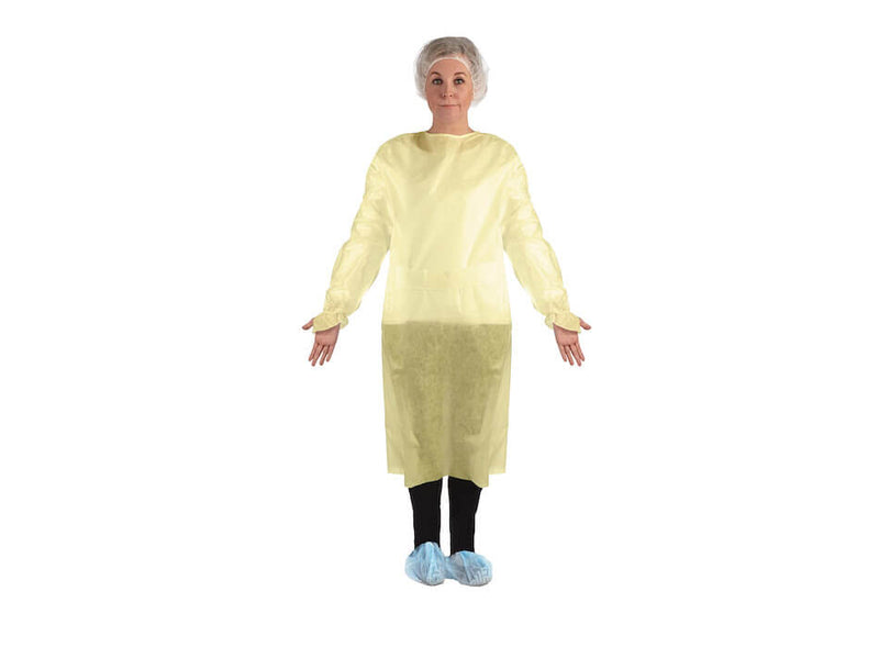 Isolation Gown, Universal Size, Yellow W/Cuff, 50/Cs A8009-B-CUFF
