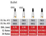Alpen FG #7802 12 blade Bullet T&F bur, pack of 5 burs | SurgiMac Dental Supply