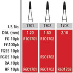 Alpen FG #1701 Round End Cross Cut Tapered Fissure Carbide Bur, Package of 10 | SurgiMac Dental Supply