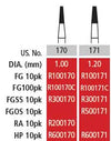 Alpen FG #170 taper fissure plain Carbide Bur, clinic pack of 100 burs