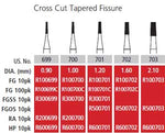 Alpen/Speedster FG #702G Cross Cut Fissure Tapered Carbide Bur, Package of 10 | SurgiMac Dental Supply