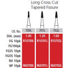 Alpen FG #702L Long Cross Cut Tapered Fissure Carbide Bur, Package of 10