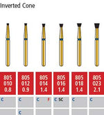 Alpen FG #805.010 Coarse Grit, Inverted Cone Diamond Bur. Package of 5 Burs | SurgiMac Dental Supply