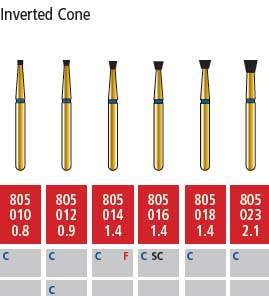 Alpen FG #805.010 Coarse Grit, Inverted Cone Diamond Bur. Package of 5 Burs | SurgiMac Dental Supply