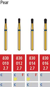 Alpen FG #830.012 Coarse Grit, Pear Shaped Diamond Bur. Package of 5 Burs | SurgiMac Dental Supply