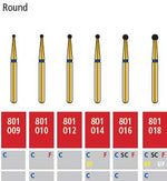 Alpen FG #801.014 Fine Grit, Round Diamond Bur. Package of 5 Burs | SurgiMac Dental Supply