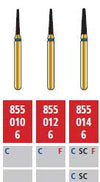 Alpen FG #855.014 Coarse Grit, Round End Taper Diamond Bur. Package of 5 Burs