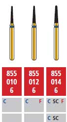 Alpen FG #855.014 Fine Grit, Round End Taper Diamond Bur. Package of 5 Burs | SurgiMac Dental Supply