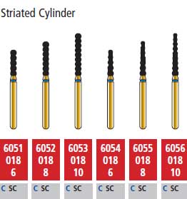 Alpen FG #6052.018 Coarse Grit, Striated Cylinder Diamond Bur. Package of 5 Burs | SurgiMac Dental Supply