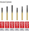 Alpen FG #6053.018 Coarse Grit, Striated Cylinder Diamond Bur. Package of 5 Burs