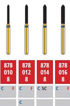 Alpen FG #878.010 Coarse Grit, Beveled Cylinder Diamond Bur. Package of 5 Burs | SurgiMac Dental Supply