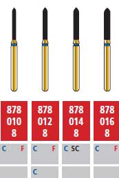 Alpen FG #878.010 Coarse Grit, Beveled Cylinder Diamond Bur. Package of 5 Burs | SurgiMac Dental Supply