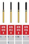 Alpen FG #878.012 Coarse Grit, Beveled Cylinder Diamond Bur. Package of 5 Burs