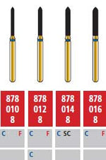 Alpen FG #878.012 Coarse Grit, Beveled Cylinder Diamond Bur. Package of 5 Burs | SurgiMac Dental Supply