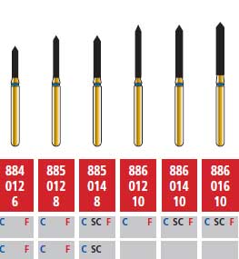 Alpen FG #886.012 Coarse Grit, Beveled Cylinder Diamond Bur. Package of 5 Burs | SurgiMac Dental Supply