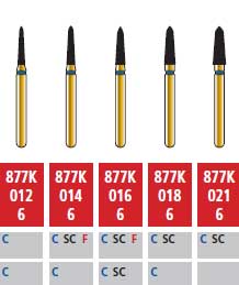 Alpen FG #877K.016 Coarse Grit, Curettage/Pointed Taper Diamond Bur. Package | SurgiMac Dental Supply