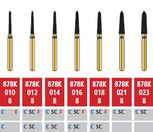 Alpen FG #878K.012 Coarse Grit, Curettage/Pointed Taper Diamond Bur. Package | SurgiMac Dental Supply