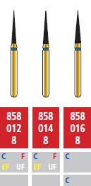 Alpen FG #858.014 Ultra Fine Grit, Flame Shaped Diamond Bur. Package of 5 Burs | SurgiMac Dental Supply