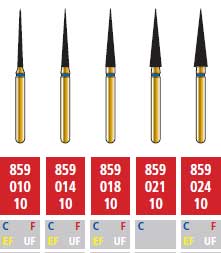 Alpen FG #859.018 Coarse Grit, Flame Shaped Diamond Bur. Package of 5 Burs | SurgiMac Dental Supply