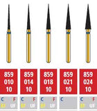 Alpen FG #859.021 Coarse Grit, Flame Shaped Diamond Bur. Package of 5 Burs | SurgiMac Dental Supply
