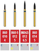 Alpen FG #860.014 Coarse Grit, Flame Shaped Diamond Bur. Package of 5 Burs | SurgiMac Dental Supply