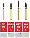 Alpen FG #860-5.012 Fine Grit, Flame Shaped Diamond Bur. Package of 5 Burs