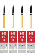 Alpen FG #862.012 Ultra Fine Grit, Flame Shaped Diamond Bur. Package of 5 Burs | SurgiMac Dental Supply