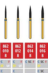 Alpen FG #862.014 Super Coarse Grit, Flame Shaped Diamond Bur. Package of 5 Burs