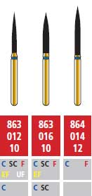 Alpen FG #863.012 Extra Fine Grit, Flame Shaped Diamond Bur. Package of 50 Burs | SurgiMac Dental Supply