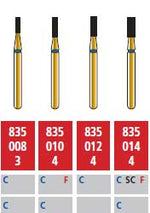 Alpen FG #835.014 Coarse Grit, Flat End Cylinder Diamond Bur. Package of 5 Burs | SurgiMac Dental Supply