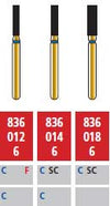 Alpen FG #836.018 Coarse Grit, Flat End Cylinder Diamond Bur. Package of 5 Burs
