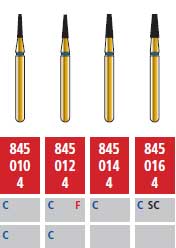 Alpen FG #845.010 Coarse Grit, Flat End Taper Diamond Bur. Package of 5 Burs | SurgiMac Dental Supply